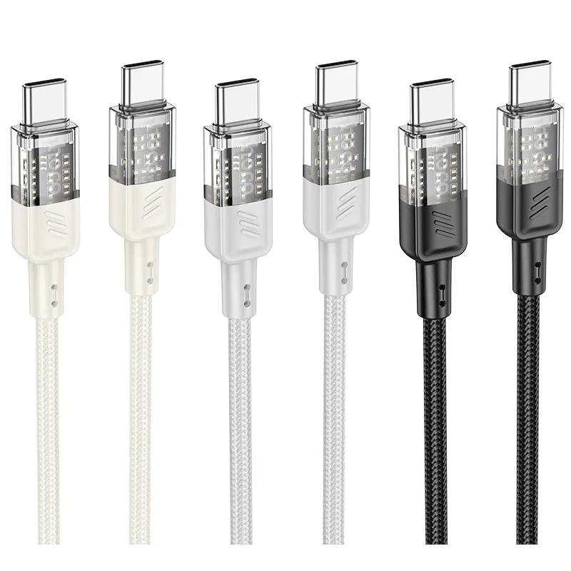 کابل شارژ 60 وات USB-C به USB-C هوکو مدل U129 طول 1.2 متر