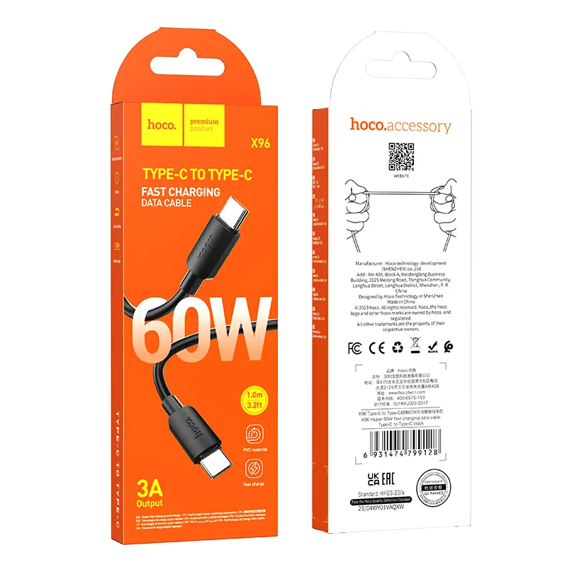 کابل شارژ 60 وات USB-C به USB-C هوکو مدل X96 طول 1 متر - تصویر 3